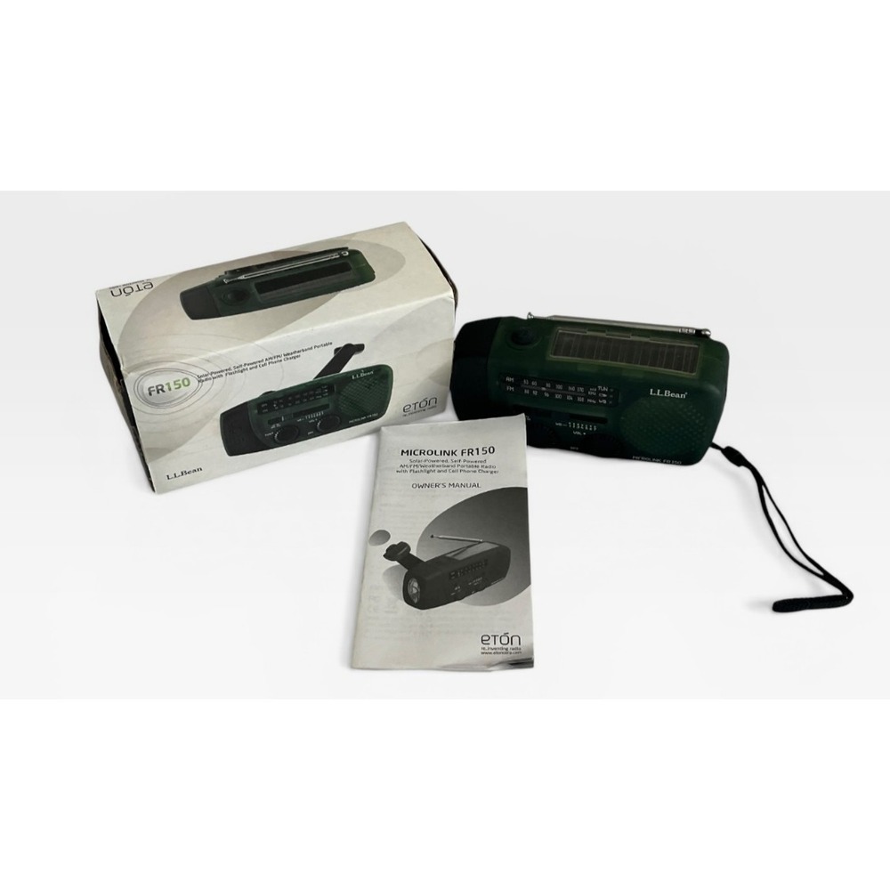 Eton L.L. Bean Microlink FR150 Emergency Radio Solar Hand Crank Flashlight Green